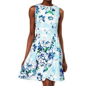 Calvin Klein Women's Sleeveless Floral Print Fit & Flare Dress Size 12